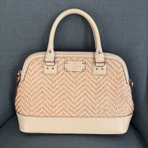 Kate Spade WOVEN Straw & IVORY Leather Satchel
Mid-Size Fixed handle Pre-Loved